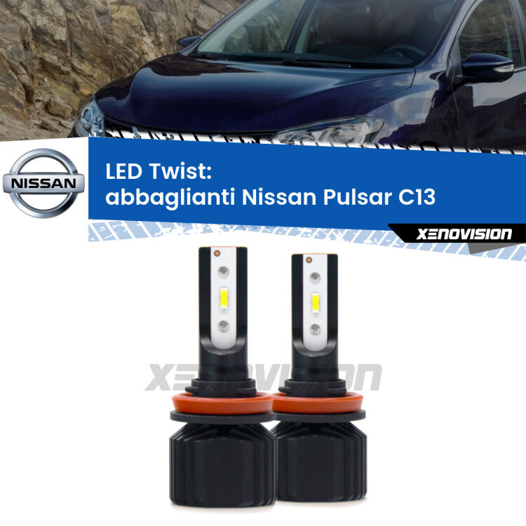 <strong>Kit abbaglianti LED</strong> per <strong>Nissan Pulsar</strong> C13 2014 -2018. Compatte, impermeabili, senza ventola: praticamente indistruttibili. Top Quality.