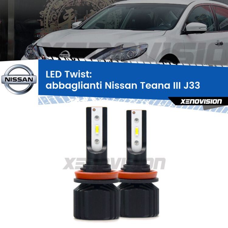 <strong>Kit abbaglianti LED</strong> per <strong>Nissan Teana III</strong> J33 2013 in poi. Compatte, impermeabili, senza ventola: praticamente indistruttibili. Top Quality.