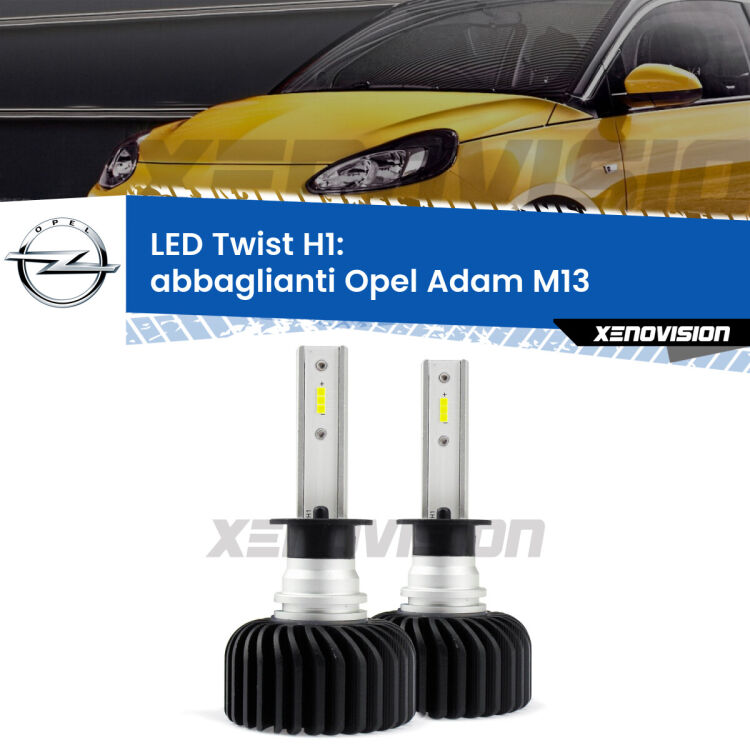 <strong>Kit abbaglianti LED</strong> H1 per <strong>Opel Adam</strong> M13 2012 -2019. Compatte, impermeabili, senza ventola: praticamente indistruttibili. Top Quality.