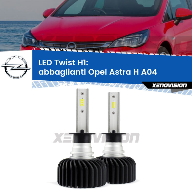 <strong>Kit abbaglianti LED</strong> H1 per <strong>Opel Astra H</strong> A04 2004 -2014. Compatte, impermeabili, senza ventola: praticamente indistruttibili. Top Quality.