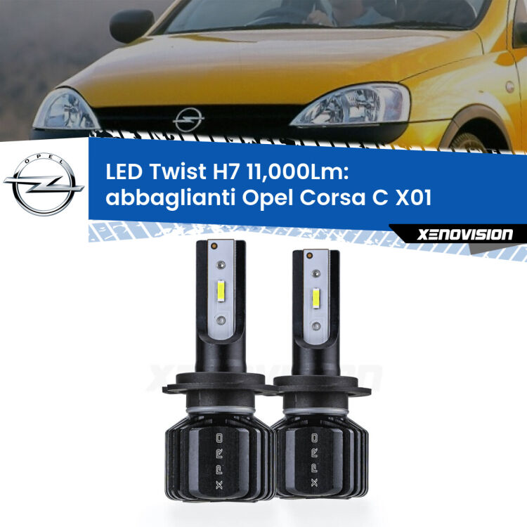 FINE SERIE: NO GARANZIA <strong>Kit abbaglianti LED</strong> H7 per <strong>Opel Corsa C</strong> X01 con fari Bosch. Compatte, impermeabili, senza ventola: praticamente indistruttibili. Top Quality.