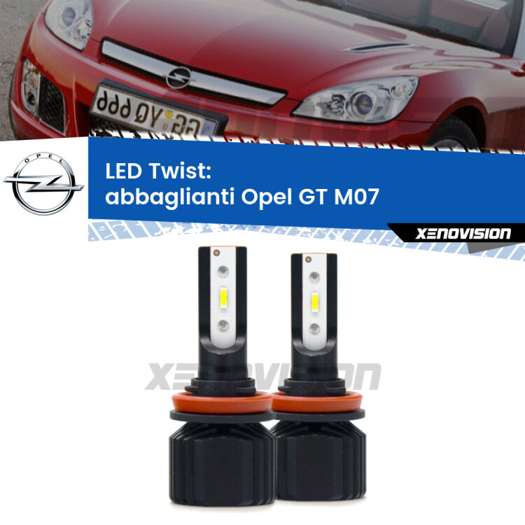 <strong>Kit abbaglianti LED</strong> per <strong>Opel GT</strong> M07 2007 -2011. Compatte, impermeabili, senza ventola: praticamente indistruttibili. Top Quality.