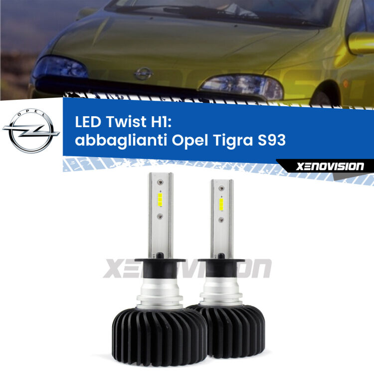 <strong>Kit abbaglianti LED</strong> H1 per <strong>Opel Tigra</strong> S93 1994 -2000. Compatte, impermeabili, senza ventola: praticamente indistruttibili. Top Quality.