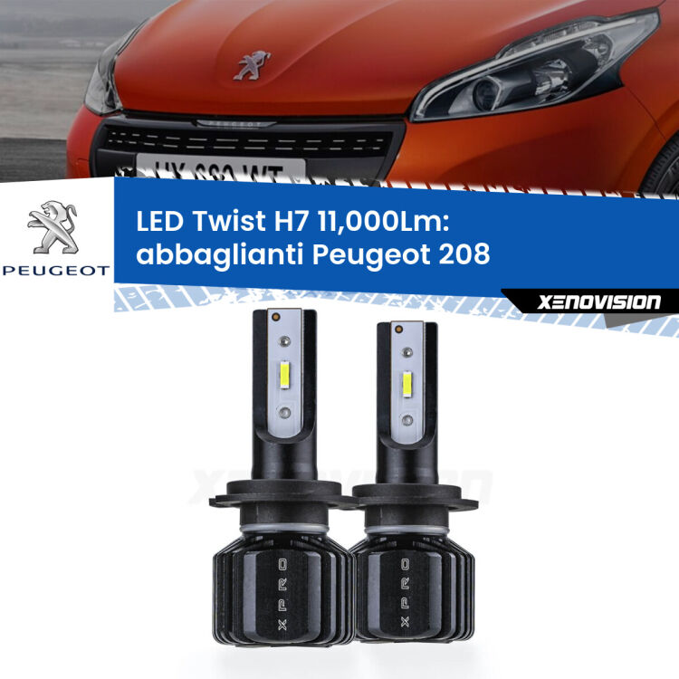 FINE SERIE: NO GARANZIA <strong>Kit abbaglianti LED</strong> H7 per <strong>Peugeot 208</strong>  2012-2018. Compatte, impermeabili, senza ventola: praticamente indistruttibili. Top Quality.