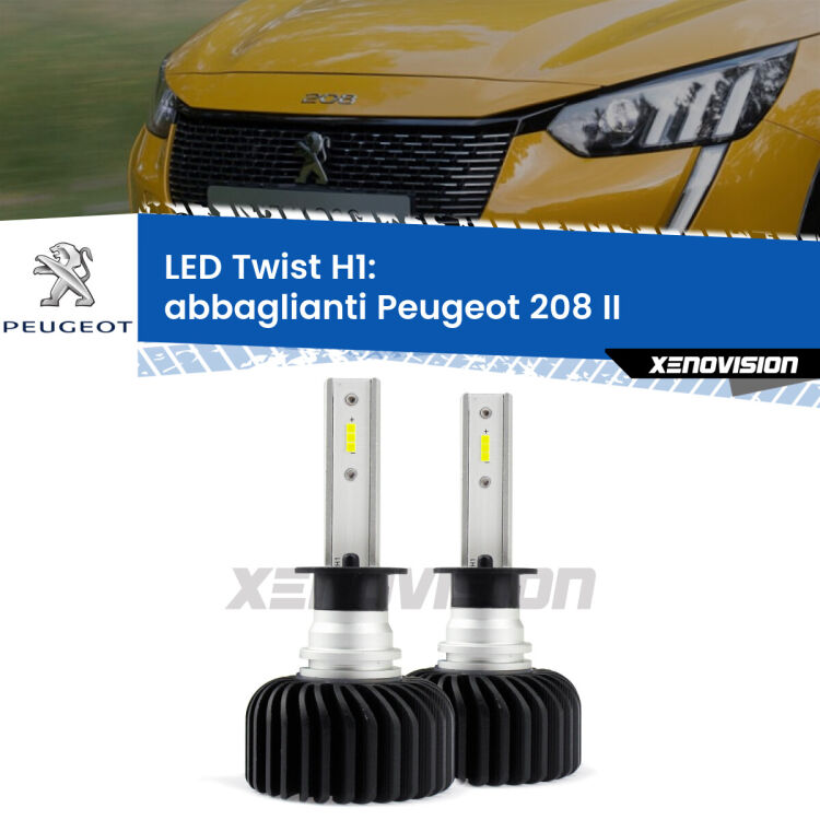 <strong>Kit abbaglianti LED</strong> H1 per <strong>Peugeot 208</strong> II 2019 in poi. Compatte, impermeabili, senza ventola: praticamente indistruttibili. Top Quality.