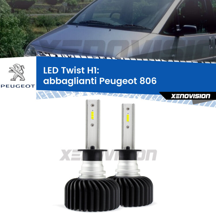 <strong>Kit abbaglianti LED</strong> H1 per <strong>Peugeot 806</strong>  1994 -2002. Compatte, impermeabili, senza ventola: praticamente indistruttibili. Top Quality.