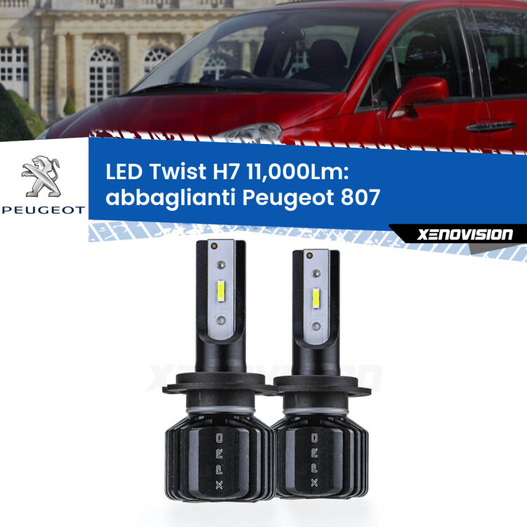 FINE SERIE: NO GARANZIA <strong>Kit abbaglianti LED</strong> H7 per <strong>Peugeot 807</strong>  2002-2010. Compatte, impermeabili, senza ventola: praticamente indistruttibili. Top Quality.