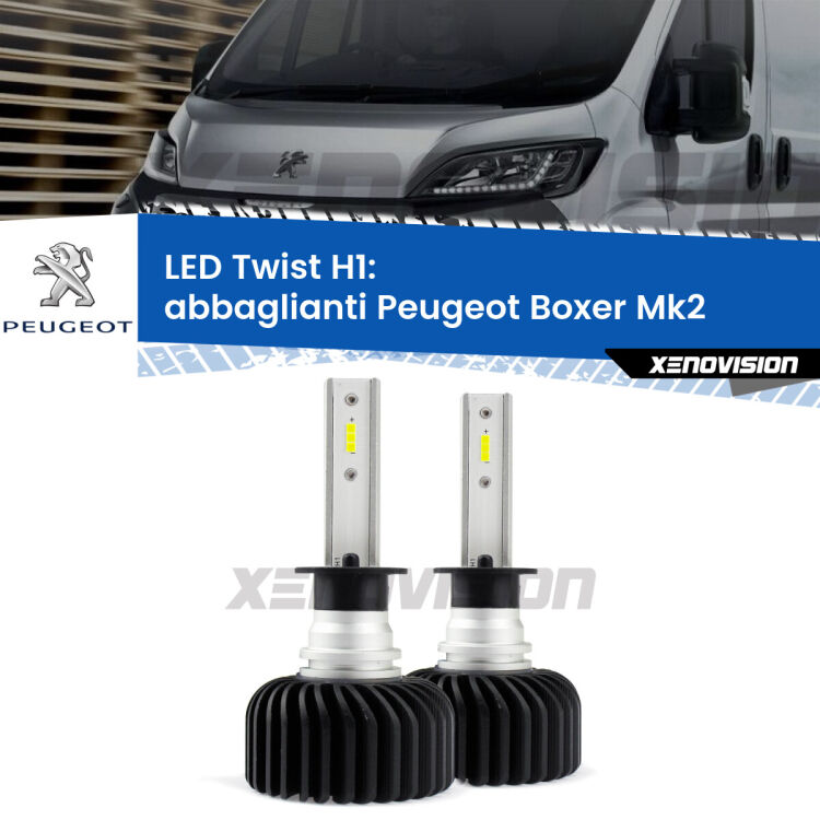 <strong>Kit abbaglianti LED</strong> H1 per <strong>Peugeot Boxer</strong> Mk2 2002 -2005. Compatte, impermeabili, senza ventola: praticamente indistruttibili. Top Quality.