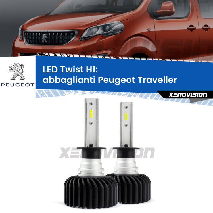 <strong>Kit abbaglianti LED</strong> H1 per <strong>Peugeot Traveller</strong>  2016 in poi. Compatte, impermeabili, senza ventola: praticamente indistruttibili. Top Quality.