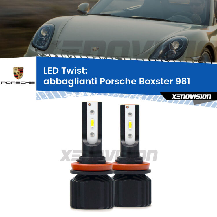 <strong>Kit abbaglianti LED</strong> per <strong>Porsche Boxster</strong> 981 2012 in poi. Compatte, impermeabili, senza ventola: praticamente indistruttibili. Top Quality.