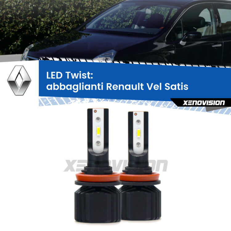 <strong>Kit abbaglianti LED</strong> per <strong>Renault Vel Satis</strong>  2002 -2005. Compatte, impermeabili, senza ventola: praticamente indistruttibili. Top Quality.