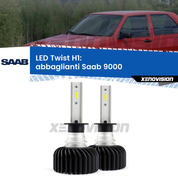 <strong>Kit abbaglianti LED</strong> H1 per <strong>Saab 9000</strong>  a parabola doppia. Compatte, impermeabili, senza ventola: praticamente indistruttibili. Top Quality.