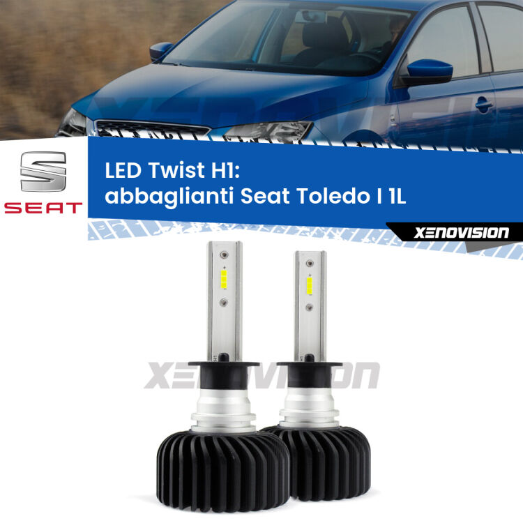 <strong>Kit abbaglianti LED</strong> H1 per <strong>Seat Toledo I</strong> 1L 1991 -1999. Compatte, impermeabili, senza ventola: praticamente indistruttibili. Top Quality.