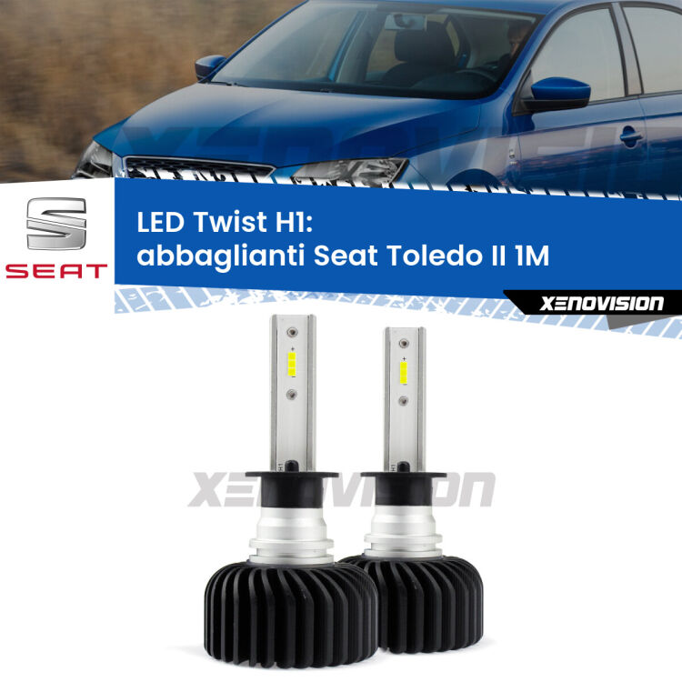 <strong>Kit abbaglianti LED</strong> H1 per <strong>Seat Toledo II</strong> 1M 1998 -2006. Compatte, impermeabili, senza ventola: praticamente indistruttibili. Top Quality.