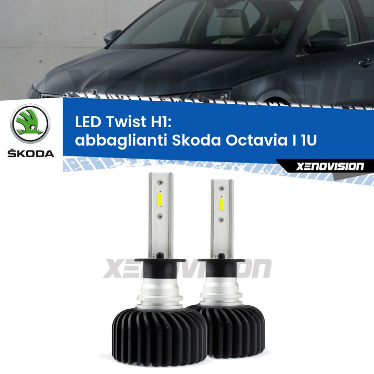 <strong>Kit abbaglianti LED</strong> H1 per <strong>Skoda Octavia I</strong> 1U con fari Xenon. Compatte, impermeabili, senza ventola: praticamente indistruttibili. Top Quality.