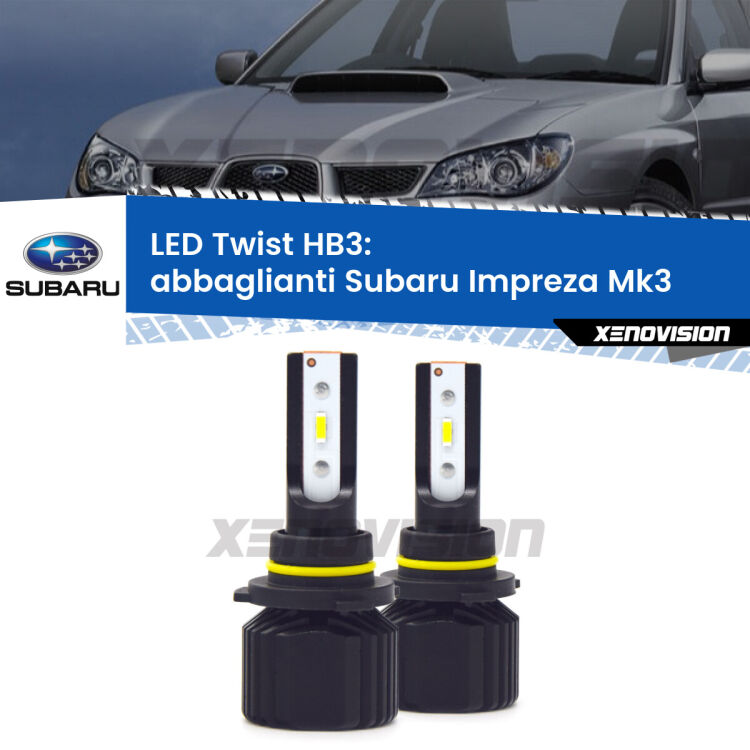 <strong>Kit abbaglianti LED</strong> HB3 per <strong>Subaru Impreza</strong> Mk3 2007 -2010. Compatte, impermeabili, senza ventola: praticamente indistruttibili. Top Quality.