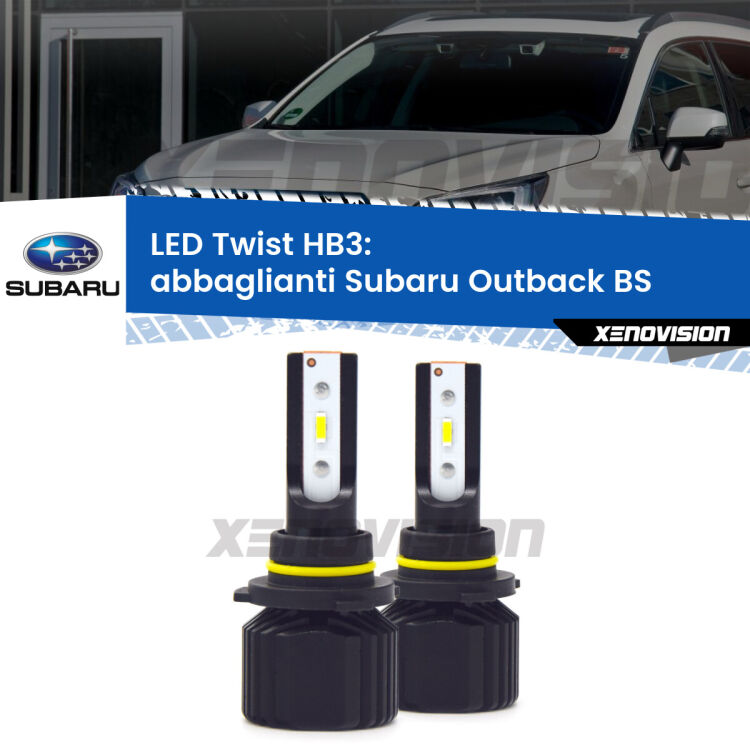 <strong>Kit abbaglianti LED</strong> HB3 per <strong>Subaru Outback</strong> BS 2014 in poi. Compatte, impermeabili, senza ventola: praticamente indistruttibili. Top Quality.