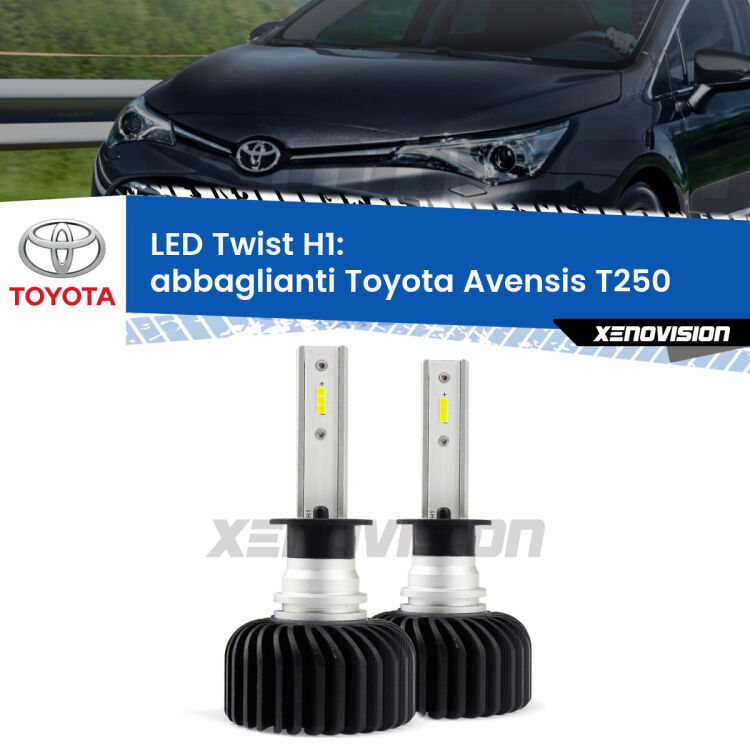 <strong>Kit abbaglianti LED</strong> H1 per <strong>Toyota Avensis</strong> T250 2003 -2008. Compatte, impermeabili, senza ventola: praticamente indistruttibili. Top Quality.