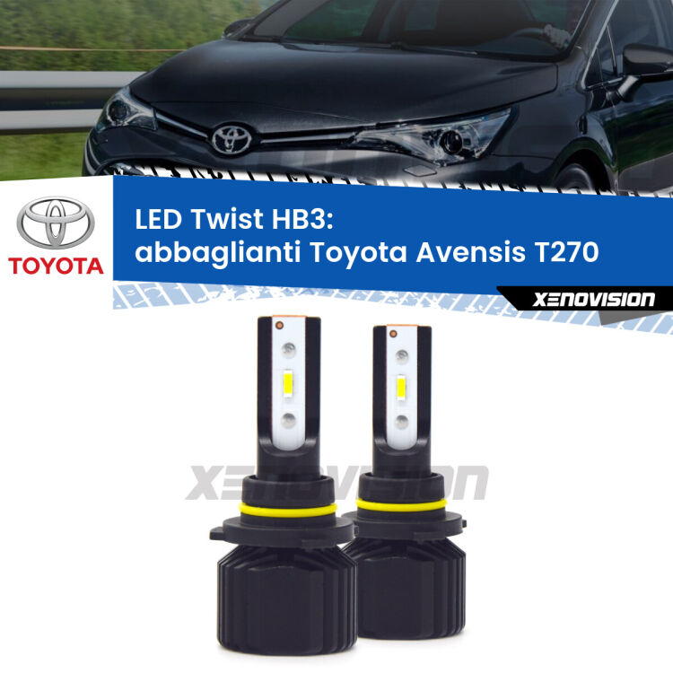 <strong>Kit abbaglianti LED</strong> HB3 per <strong>Toyota Avensis</strong> T270 2009 -2015. Compatte, impermeabili, senza ventola: praticamente indistruttibili. Top Quality.