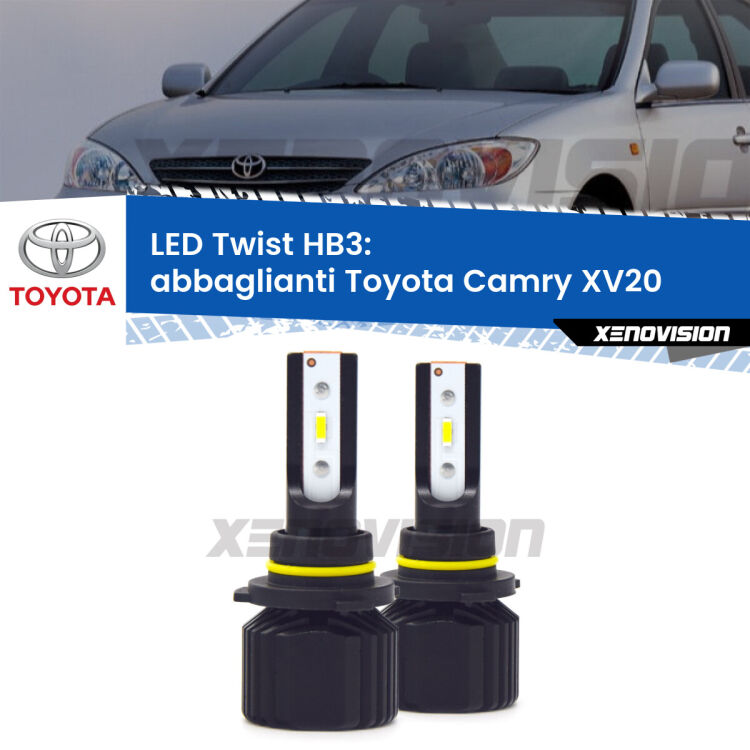 <strong>Kit abbaglianti LED</strong> HB3 per <strong>Toyota Camry</strong> XV20 1999 -2001. Compatte, impermeabili, senza ventola: praticamente indistruttibili. Top Quality.