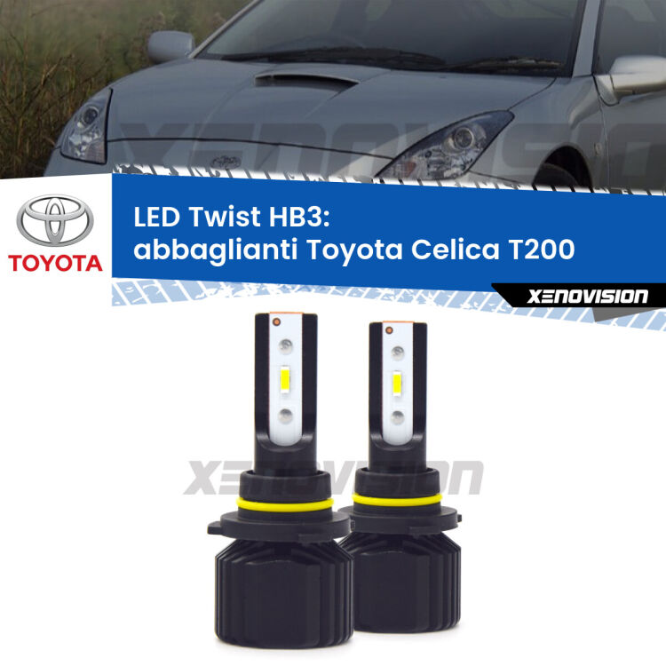 <strong>Kit abbaglianti LED</strong> HB3 per <strong>Toyota Celica</strong> T200 1993 -1999. Compatte, impermeabili, senza ventola: praticamente indistruttibili. Top Quality.