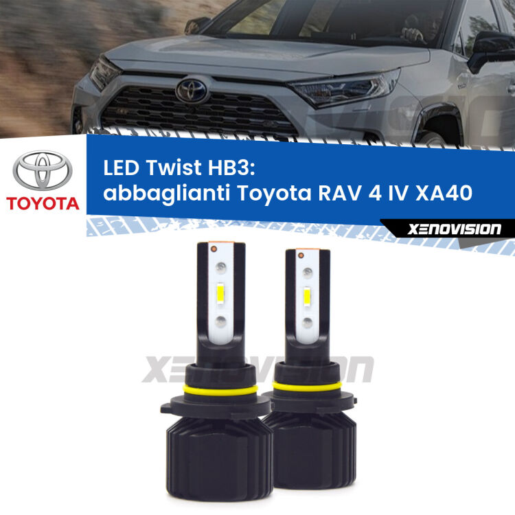 <strong>Kit abbaglianti LED</strong> HB3 per <strong>Toyota RAV 4 IV</strong> XA40 2012 -2018. Compatte, impermeabili, senza ventola: praticamente indistruttibili. Top Quality.