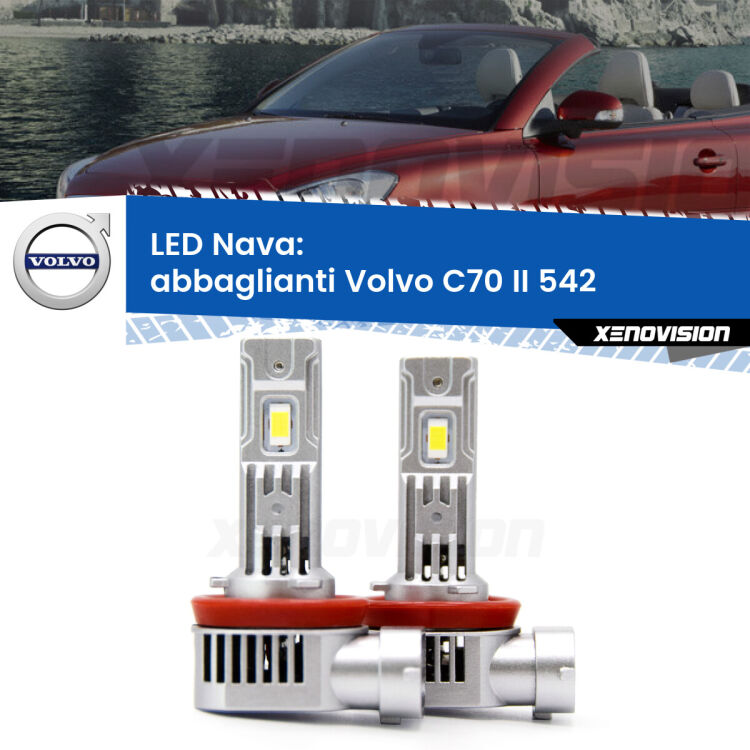 <strong>Abbaglianti LED no-spie per Volvo C70 II</strong> 542 2010 -2013. Coppia lampade <strong>H11</strong>/H9/H8/H16(JP) modello Nava canbus, raffreddate a ventola.