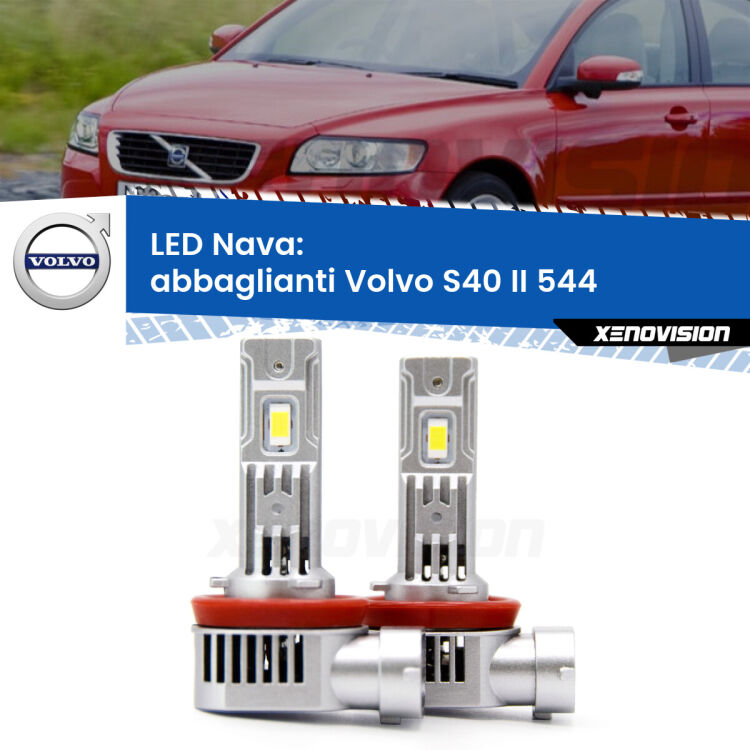 <strong>Abbaglianti LED no-spie per Volvo S40 II</strong> 544 2008 -2012. Coppia lampade <strong>H11</strong>/H9/H8/H16(JP) modello Nava canbus, raffreddate a ventola.