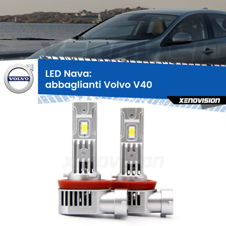 <strong>Abbaglianti LED no-spie per Volvo V40</strong>  2012 -2015. Coppia lampade <strong>H11</strong>/H9/H8/H16(JP) modello Nava canbus, raffreddate a ventola.