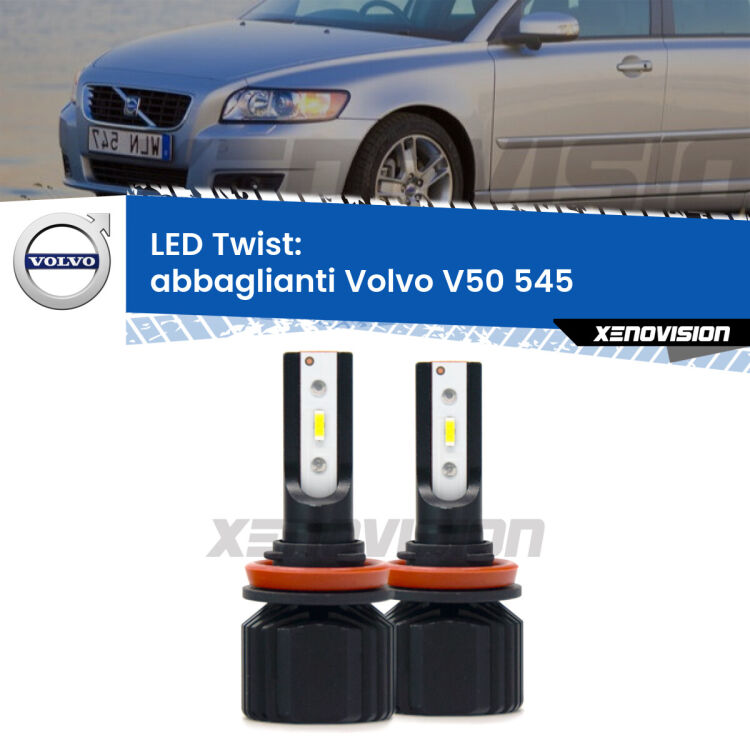 <strong>Kit abbaglianti LED</strong> per <strong>Volvo V50</strong> 545 2008 -2012. Compatte, impermeabili, senza ventola: praticamente indistruttibili. Top Quality.