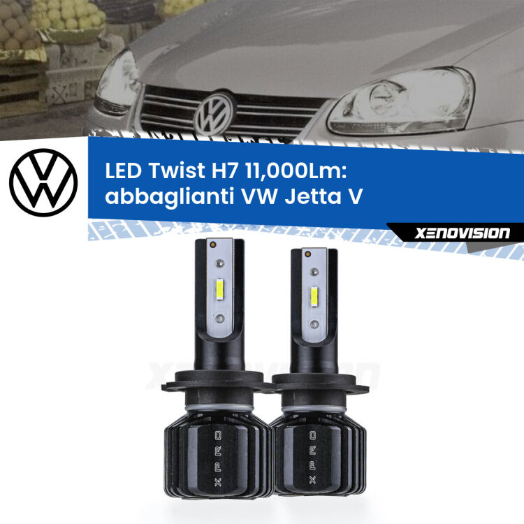 FINE SERIE: NO GARANZIA <strong>Kit abbaglianti LED</strong> H7 per <strong>VW Jetta</strong> V 2005-2010. Compatte, impermeabili, senza ventola: praticamente indistruttibili. Top Quality.