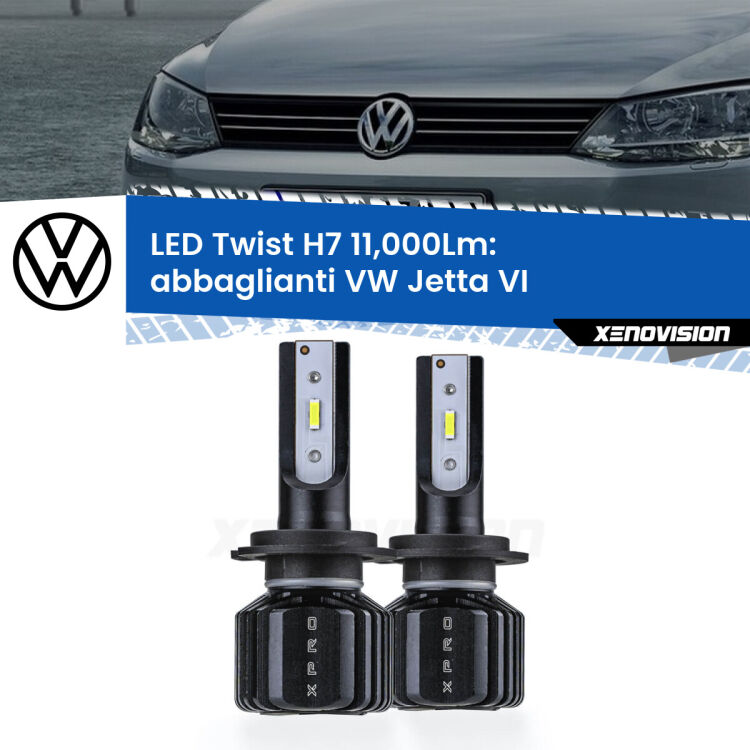 FINE SERIE: NO GARANZIA <strong>Kit abbaglianti LED</strong> H7 per <strong>VW Jetta</strong> VI 2010-2017. Compatte, impermeabili, senza ventola: praticamente indistruttibili. Top Quality.