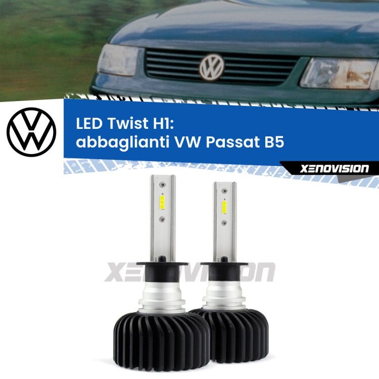 <strong>Kit abbaglianti LED</strong> H1 per <strong>VW Passat</strong> B5 1996 -2000. Compatte, impermeabili, senza ventola: praticamente indistruttibili. Top Quality.