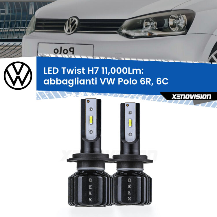 FINE SERIE: NO GARANZIA <strong>Kit abbaglianti LED</strong> H7 per <strong>VW Polo</strong> 6R, 6C 2009-2017. Compatte, impermeabili, senza ventola: praticamente indistruttibili. Top Quality.