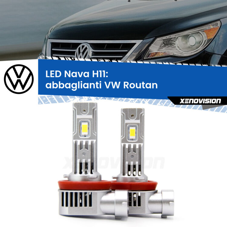 <strong>Abbaglianti LED no-spie per VW Routan</strong>  2008-2013. Coppia lampade <strong>H11</strong> modello Nava canbus, raffreddate a ventola.