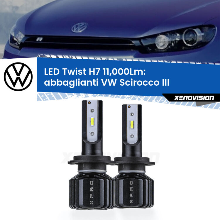 FINE SERIE: NO GARANZIA <strong>Kit abbaglianti LED</strong> H7 per <strong>VW Scirocco</strong> III 2008-2017. Compatte, impermeabili, senza ventola: praticamente indistruttibili. Top Quality.