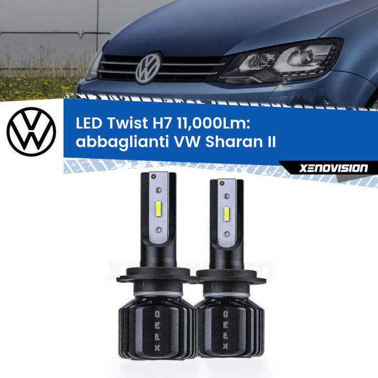 FINE SERIE: NO GARANZIA <strong>Kit abbaglianti LED</strong> H7 per <strong>VW Sharan</strong> II 2010-2019. Compatte, impermeabili, senza ventola: praticamente indistruttibili. Top Quality.