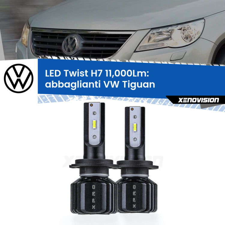 FINE SERIE: NO GARANZIA <strong>Kit abbaglianti LED</strong> H7 per <strong>VW Tiguan</strong>  2007-2011. Compatte, impermeabili, senza ventola: praticamente indistruttibili. Top Quality.