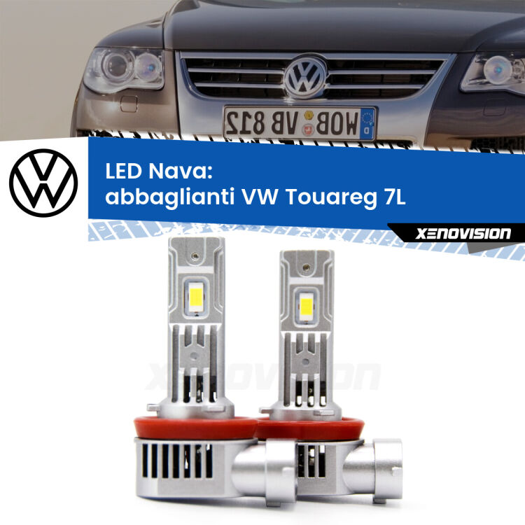 <strong>Abbaglianti LED no-spie per VW Touareg</strong> 7L 2002 -2010. Coppia lampade <strong>H11</strong>/H9/H8/H16(JP) modello Nava canbus, raffreddate a ventola.