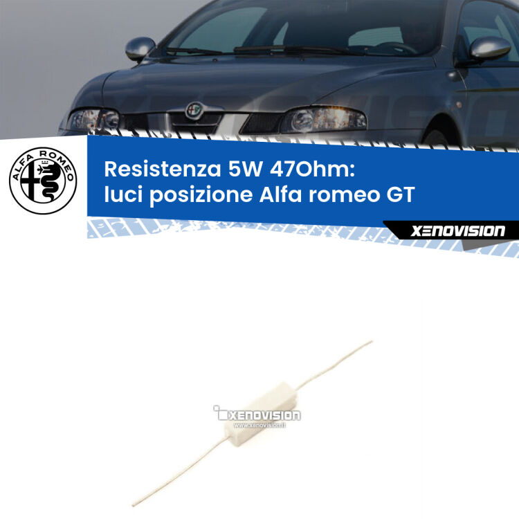 Una resistenza in ceramica 5 Watt, economica, duratura ed efficace per spegnere eventuali spie su luci posizione per Alfa romeo GT  2003-2010. Va collegata in parallalelo.