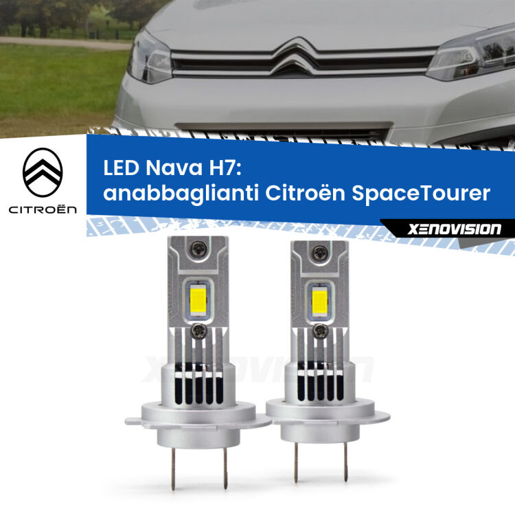 <strong>Anabbaglianti LED no-spie per Citroën SpaceTourer</strong>  2016 in poi. Coppia lampade <strong>H7</strong> modello Nava canbus, raffreddate a ventola.