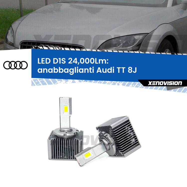 <strong>Lampade conversione a LED specifiche per Audi TT</strong> 8J 2006 - 2014 con fari D1S xenon di serie. Lampade Canbus da 24.000Lumen, Qualità Massima.