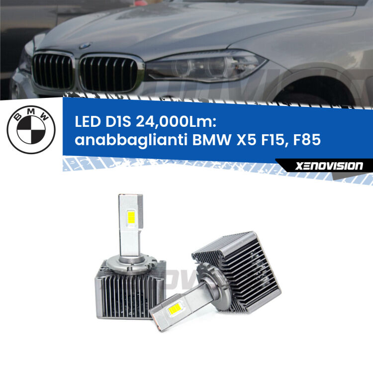 <strong>Lampade conversione a LED specifiche per BMW X5</strong> F15, F85 2014 - 2018 con fari D1S xenon di serie. Lampade Canbus da 24.000Lumen, Qualità Massima.