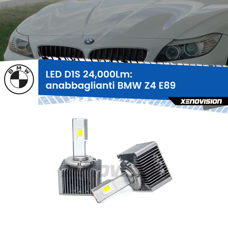 <strong>Lampade conversione a LED specifiche per BMW Z4</strong> E89 2009 - 2016 con fari D1S xenon di serie. Lampade Canbus da 24.000Lumen, Qualità Massima.