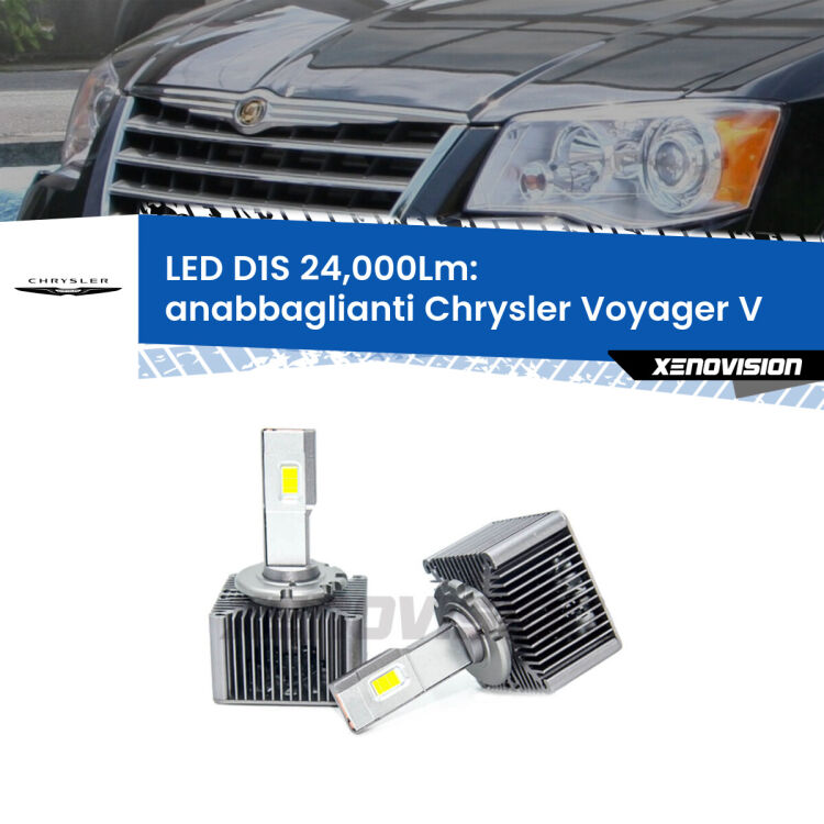 <strong>Lampade conversione a LED specifiche per Chrysler Voyager V</strong>  2007 - 2016 con fari D1S xenon di serie. Lampade Canbus da 24.000Lumen, Qualità Massima.