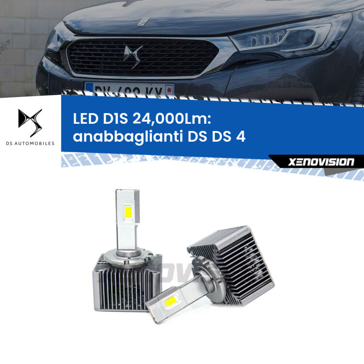 <strong>Lampade conversione a LED specifiche per DS DS 4</strong>  2015 in poi con fari D1S xenon di serie. Lampade Canbus da 24.000Lumen, Qualità Massima.