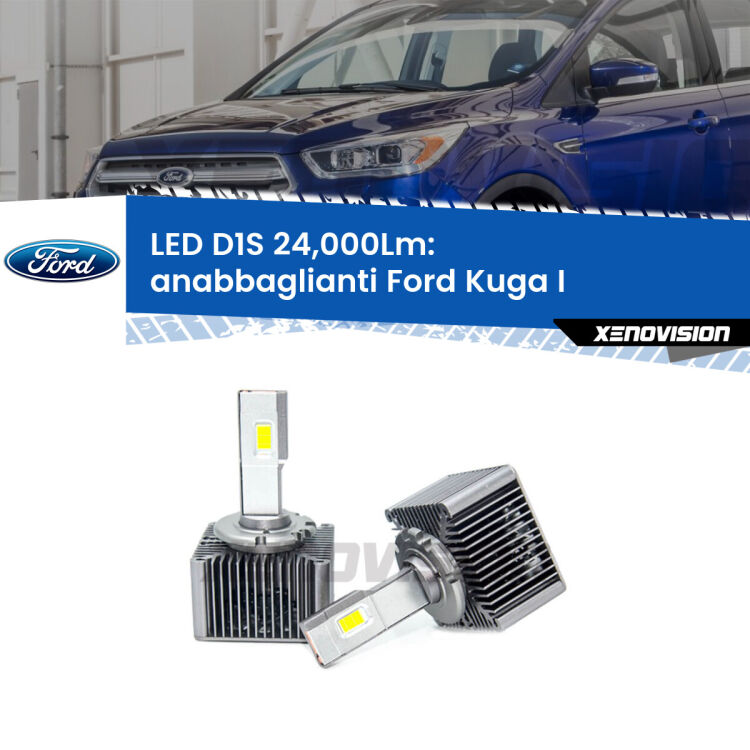 <strong>Lampade conversione a LED specifiche per Ford Kuga I</strong>  2008 - 2012 con fari D1S xenon di serie. Lampade Canbus da 24.000Lumen, Qualità Massima.