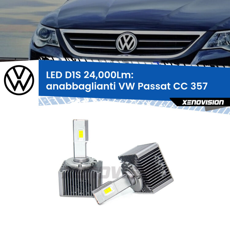 <strong>Lampade conversione a LED specifiche per VW Passat CC</strong> 357 2008 - 2012 con fari D1S xenon di serie. Lampade Canbus da 24.000Lumen, Qualità Massima.