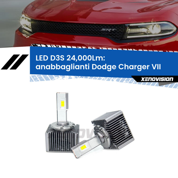 <strong>Kit trasformazione a LED per fari xenon di serie Dodge Charger</strong> VII 2011 - 2014. Lampade <strong>D3S</strong> Plug&Play no-errori 24.000Lumen da Xenovision.