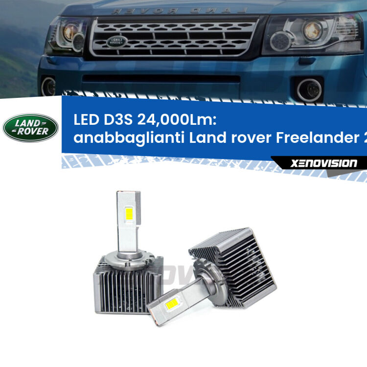 <strong>Kit trasformazione a LED per fari xenon di serie Land rover Freelander 2</strong> L359 2013 - 2014. Lampade <strong>D3S</strong> Plug&Play no-errori 24.000Lumen da Xenovision.